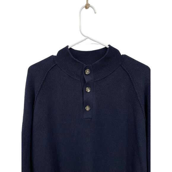 Peter Millar Henley Sweater Pima Cotton Merino Wool Blue Men’s Size Large - Picture 2 of 7